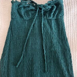 Free People Teal Textured Strapless Dress